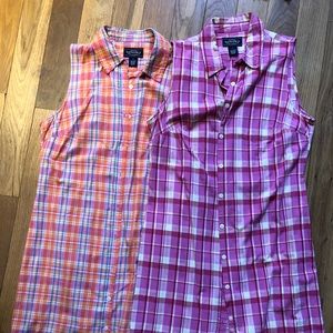 Cotton plaid pink dresses (2). Sleeveless. M